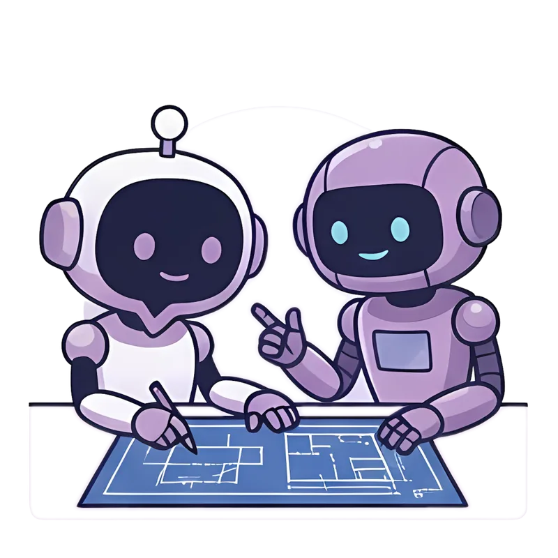 Two robots discussing the open source roadmap